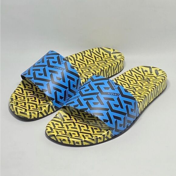 Versace Greca Monogram Flap Sandals size 43/ us size 10